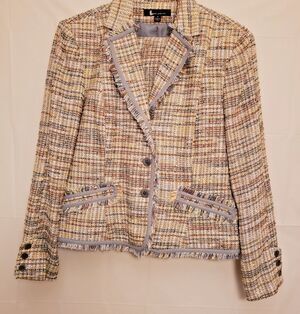 Women’s Larry Levine Tweed Skirt Suit Set Elegant Timeless Classic Size 16 NWOT
